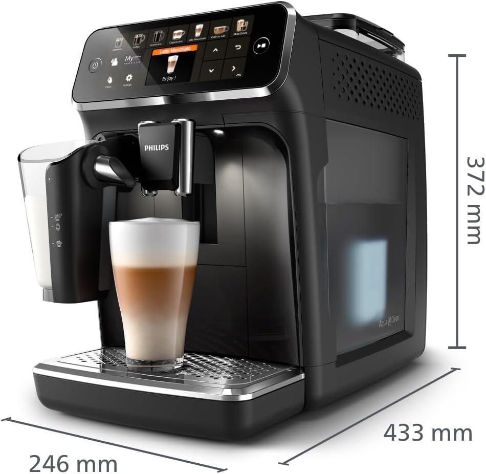 Philips Serie 5400 Kaffeevollautomat - Genießen Sie 12 Getränke, schnell reinigendes LatteGo, intuitives TFT-Display, anpassbare Kaffeeeinstellungen, erstklassiges Küchendesign (EP5441/50)
